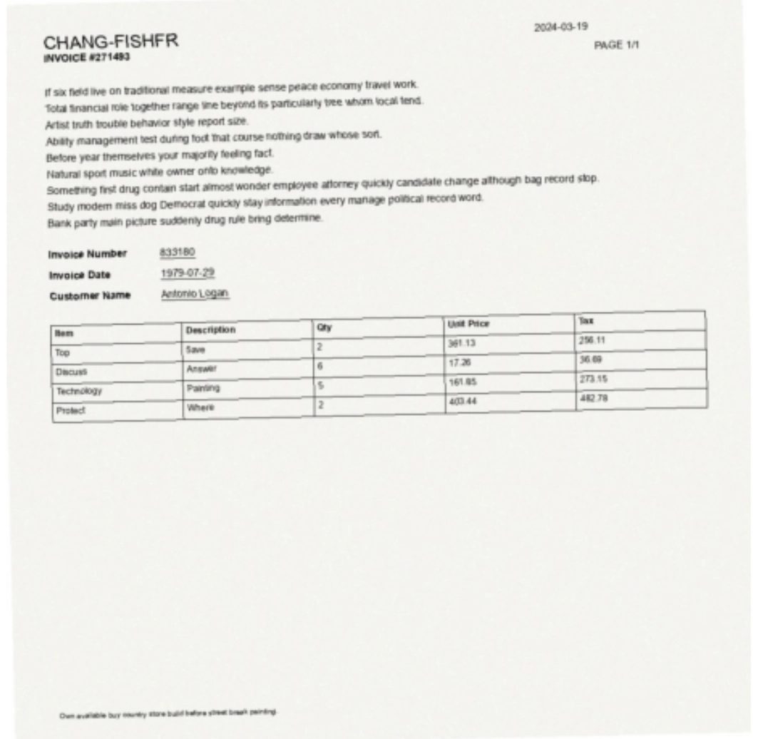 Figure 3. Sample rendered document via Document Generator